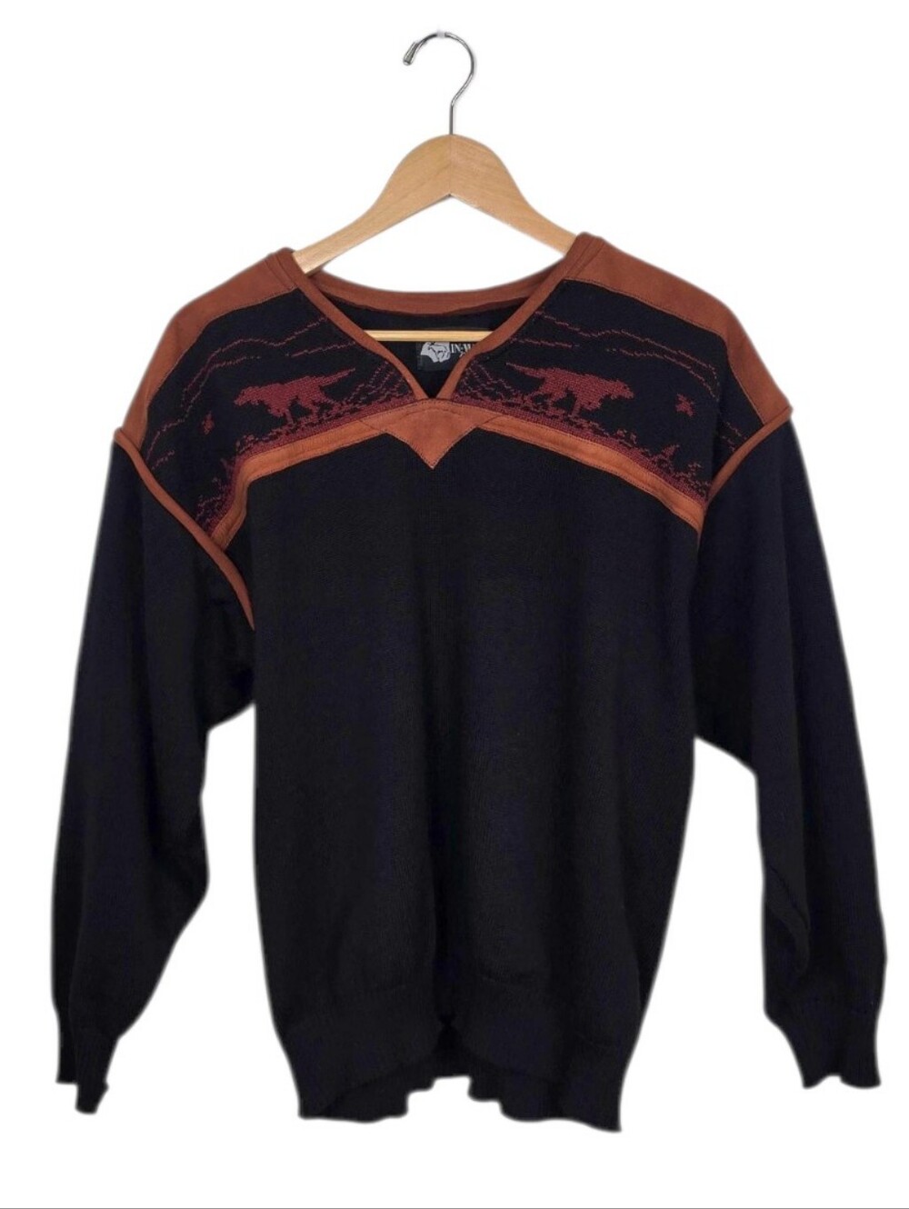 IN Wild Norway Vintage New Wool Faux Suede Bird Dog Pullover Sweater Medium